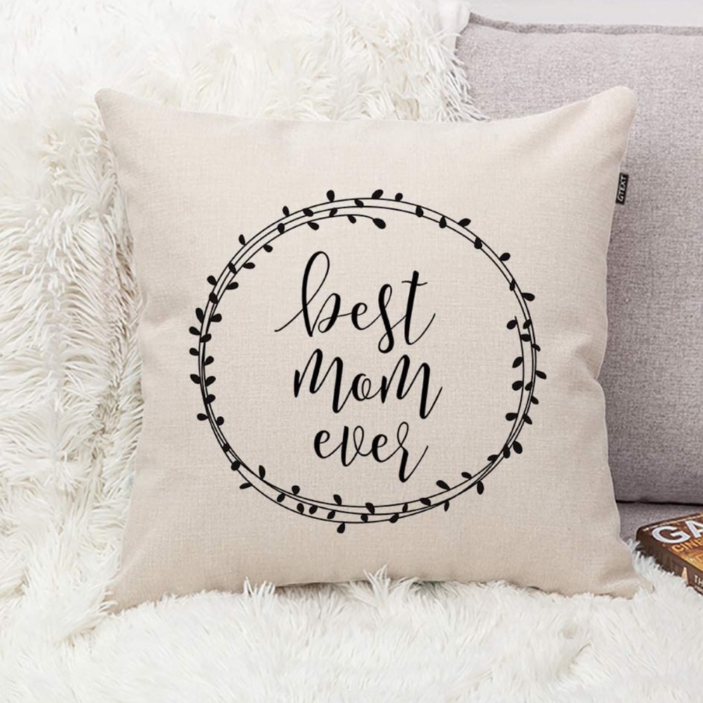 NEW GTEXT Best Mom Ever Beige Pillowcase Cushion Cover Size 18 x 18 - Picture 1 of 3